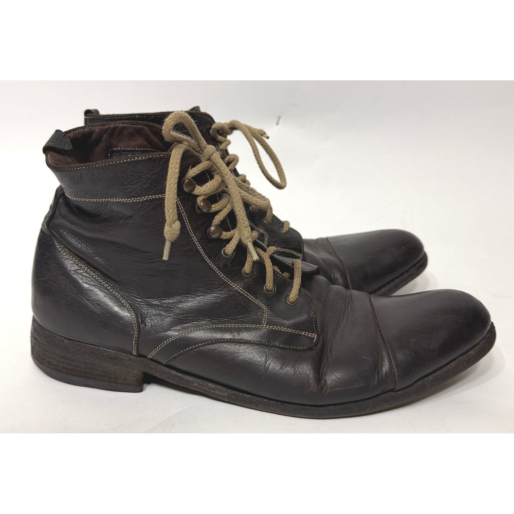Calzoleria Harris Chukka Ankle Boots Mens 10 Dark Brown Barneys NY Lace Up Italy